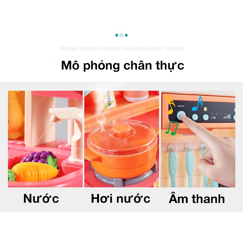 Bộ đồ chơi nhà bếp nấu ăn KAVY cho bé có nhạc và đèn, nhựa nguyên sinh an toàn 36 phụ kiện cao 63 cm