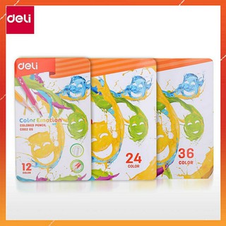 ⏩ Bút chì màu cao cấp 36 - 24 - 12 màu DELI - hộp thiếc | EC00205 - EC00225 - EC00235