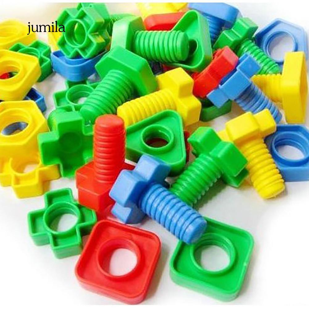 Bộ 40 đồ chơi đinh tán + ốc vặn màu sắc bắt mắt cho bé