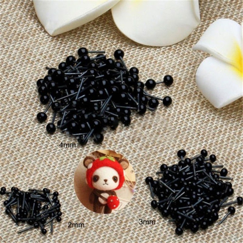 100 Mắt Kính 2 / 3 / 4mm Cho Thú Nhồi Bông Mắt Đen