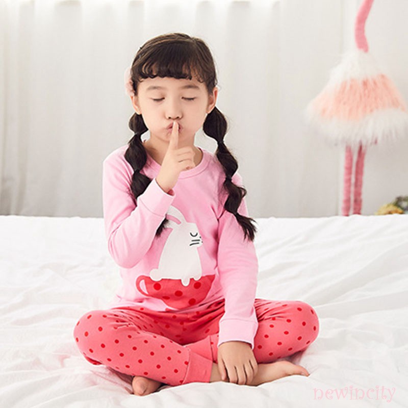 Bộ pijama gồm áo dài tay + quần dài in họa tiết hoạt hình cho bé