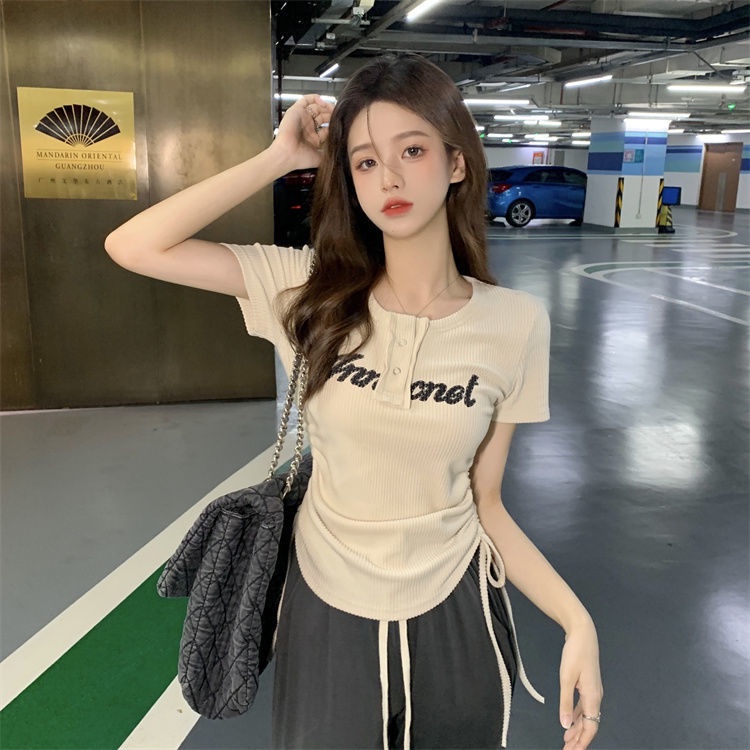 Áo Thun Tay Ngắn Phối Dây Rút Thời Trang 2022 JL-TX-221