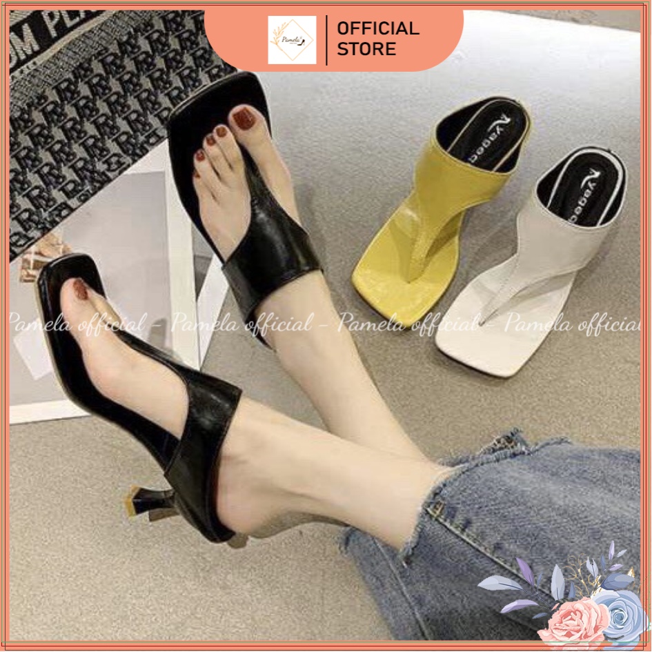 PAMELA - Guốc Kẹp Xỏ Ngón Da Mềm Hot Trend 2022 Siêu Sành Điệu (7cm) - G11