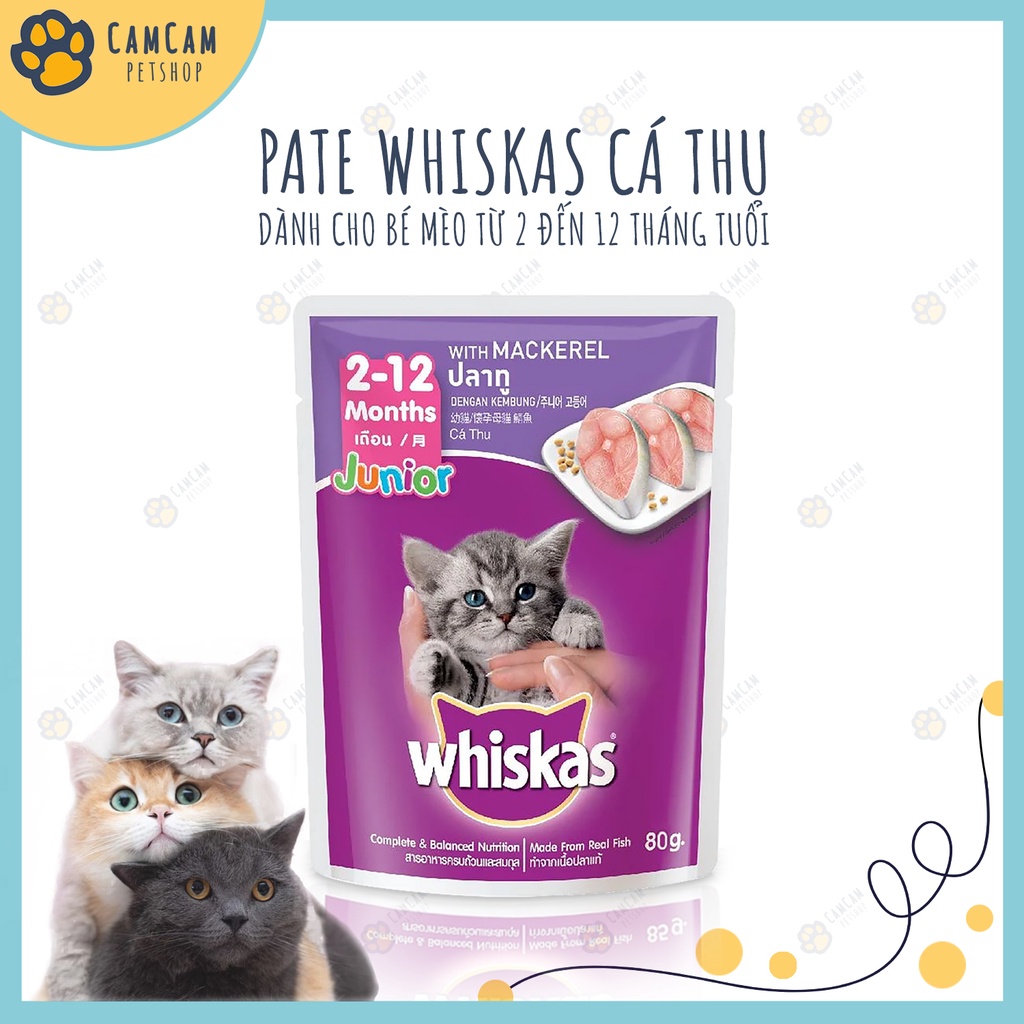 Pate cho mèo con, pate Whiskas gói 80gr - Thức ăn cho mèo con dạng nhuyễn