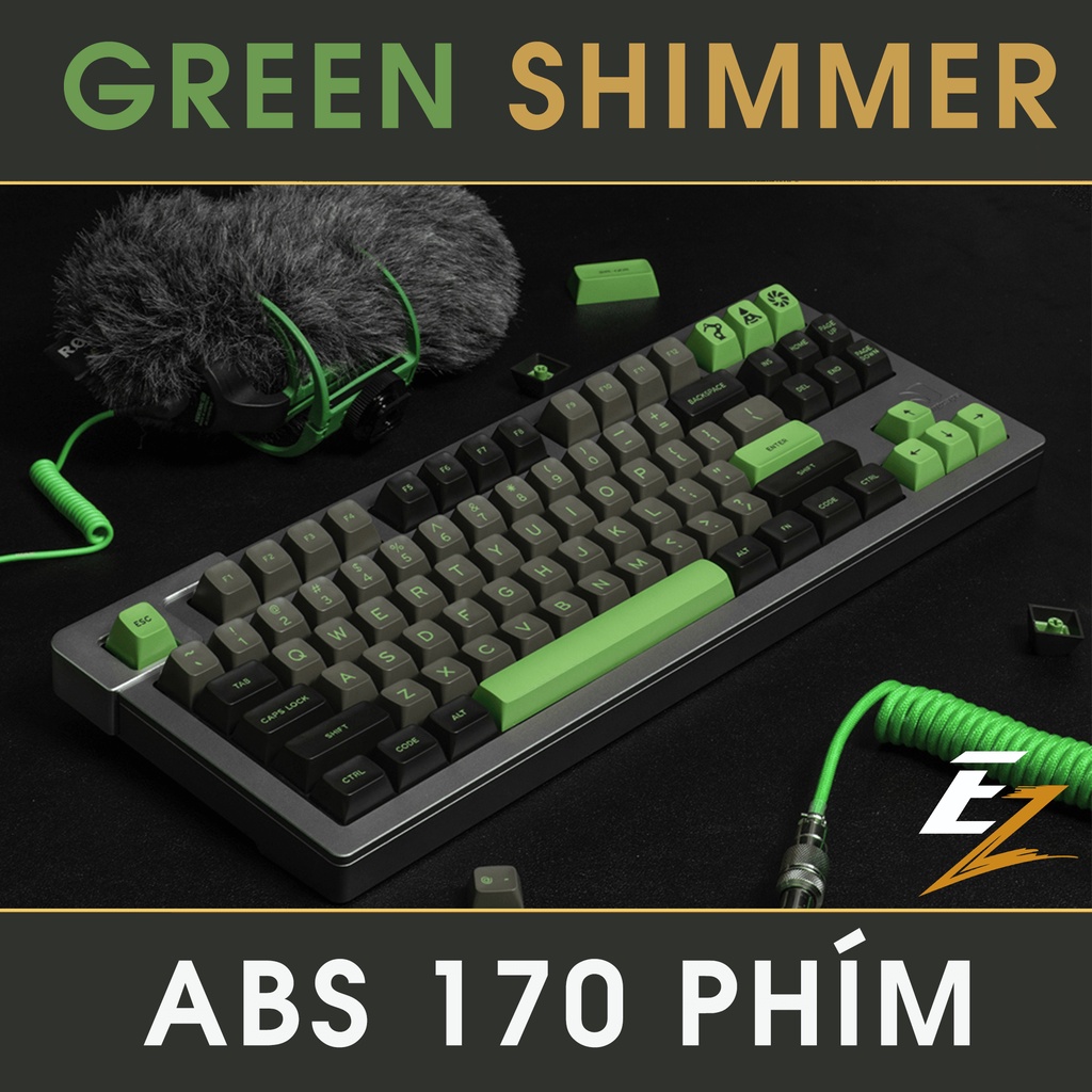 Keycap Cho Bàn Phím Cơ Aifei Green Shimmer SA Profile ABS 170 Phím | EZPC