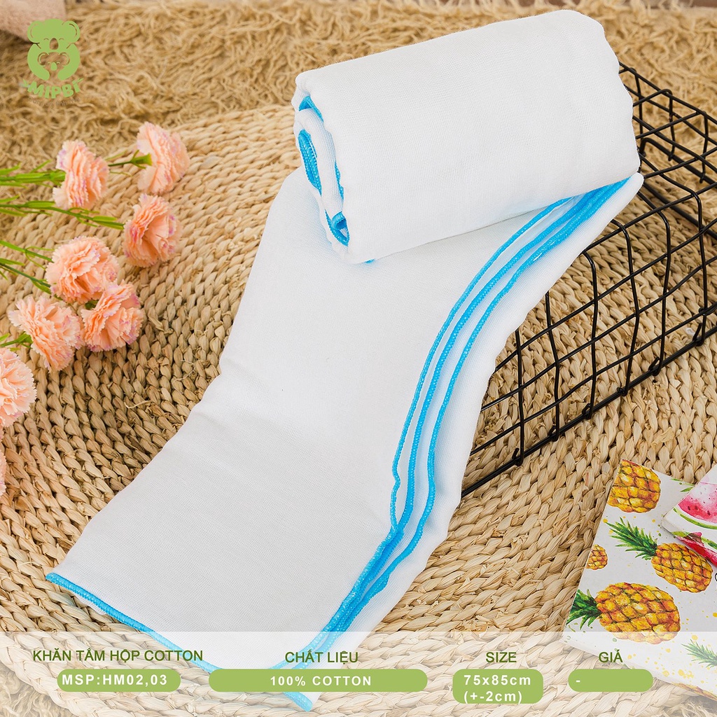 Khăn tắm cao cấp Mipbi 6 lớp 100% cotton HM03 (Hộp 2 chiếc 75x85cm)