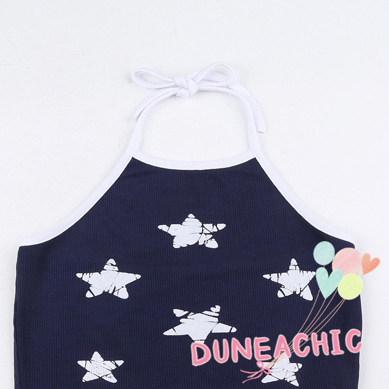DUNEA Áo Croptop Hai Dây Hở Lưng In Hình Ngôi Sao Thời Trang Cho Nữ