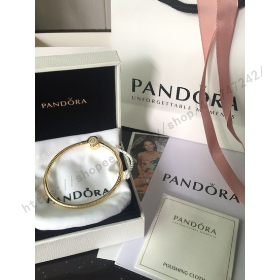 Pandora Vòng Tay Chuỗi Hạt Mạ Bạc 925 Hình Vương Miện o clasp