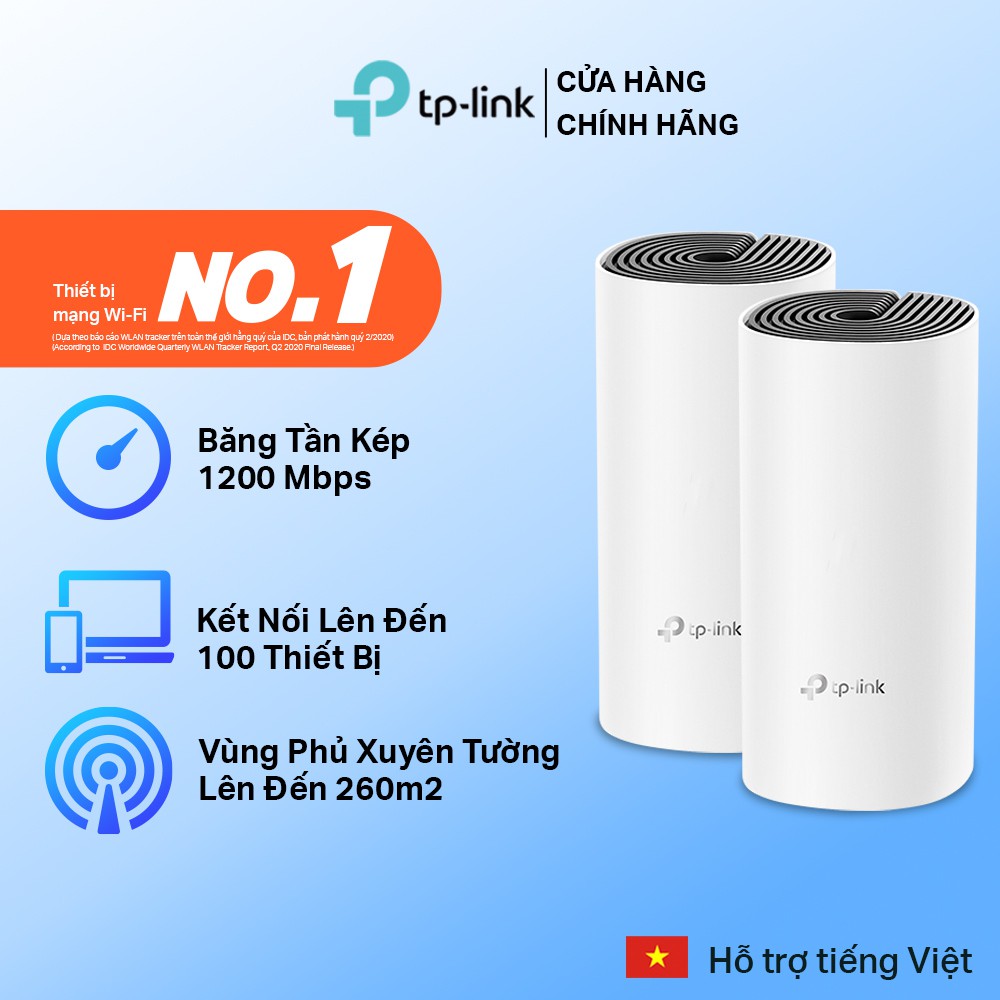 [Hỏa Tốc] Hệ Thống Wifi Mesh TP-Link Deco E4 (2-pack) Dành Cho Gia đình Chuẩn AC 1200Mbps
