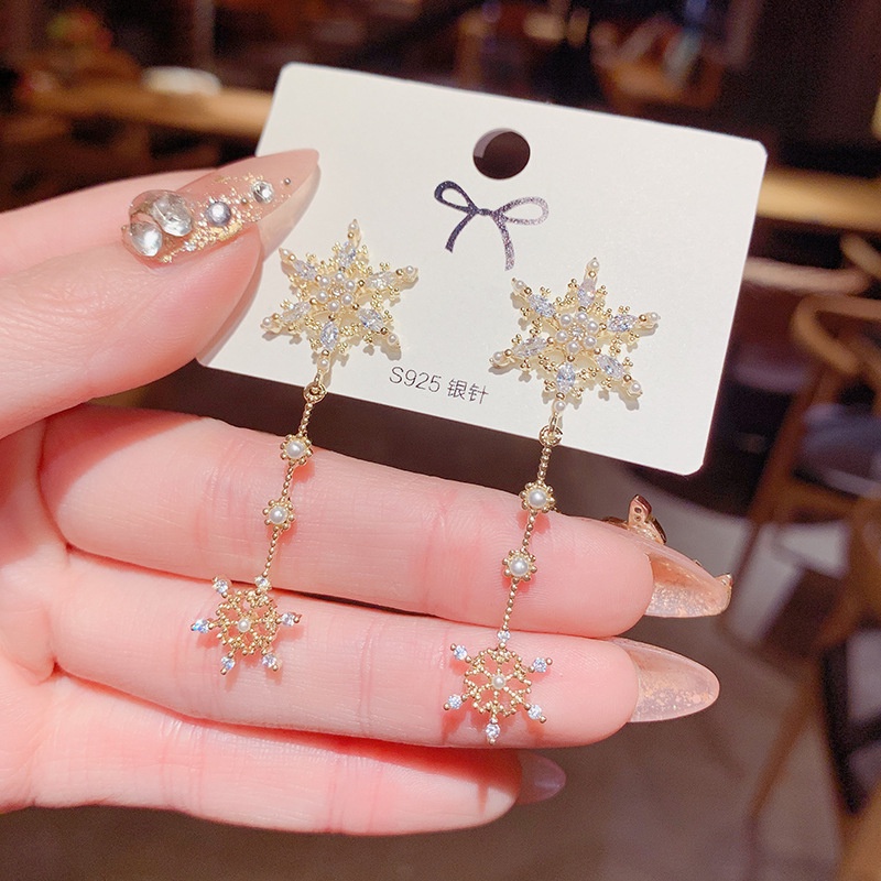 Bông tai mạ bạc 925 đính ngọc trai nhân tạo thời trang