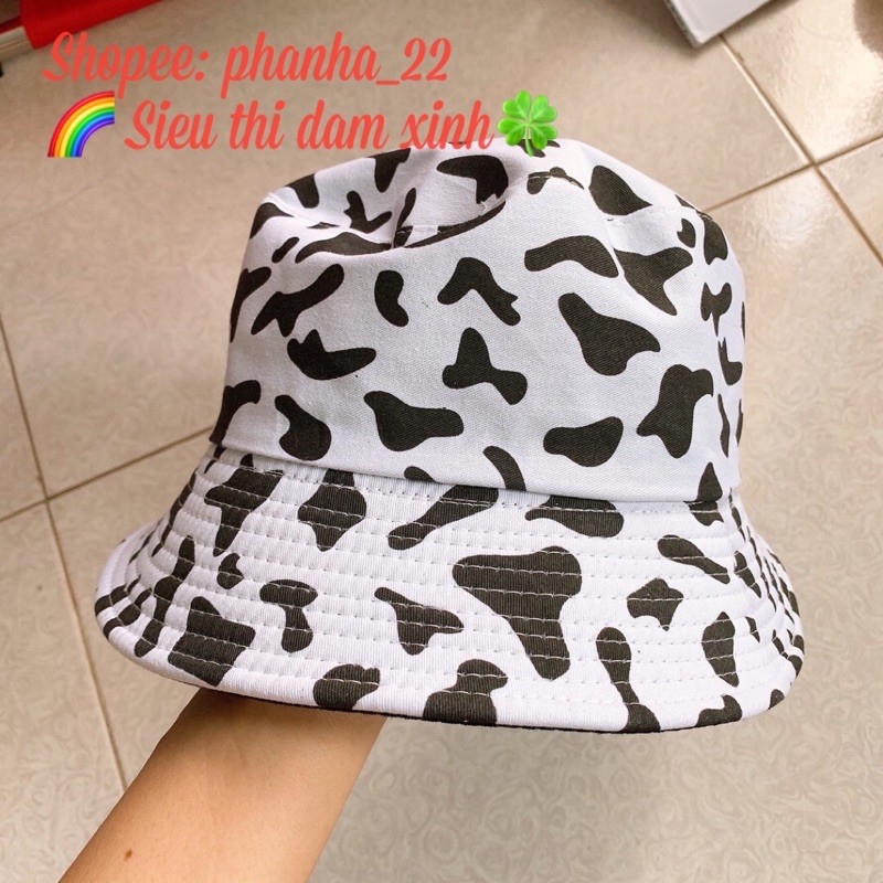 MŨ BÒ SỮA BUCKET👉RẺ NHẤT SHOPEE👈NÓN VÀNH TRÒN HOẠ TIẾT TRẮNG ĐEN PHONG CÁCH ULZZANG⚡️SIÊU PHẨM CHỤP HÌNH SỐNG ẢO⚡️