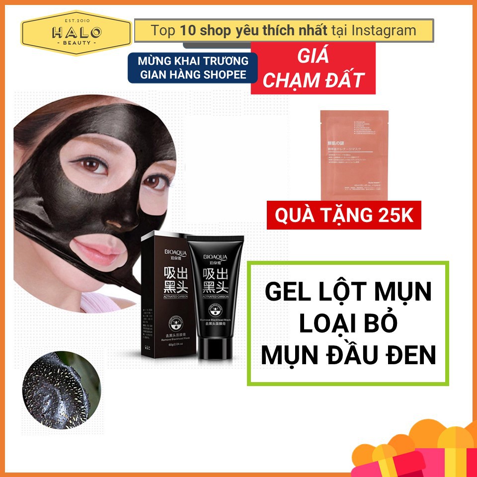 Gel lột mụn đầu đen, lột mụn cám - Mặt nạ lột mụn than tre than tre hoạt tính Bioaqua - Lột Mụn Toàn Mặt