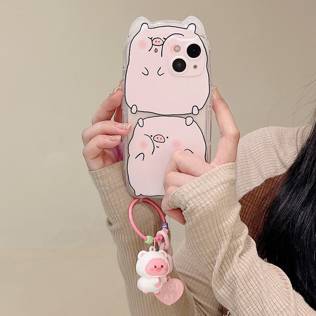 Ốp Điện Thoại TPU Chống Trầy Chống Rơi Chống Bụi Kèm Móc Khóa Hình Heo Dễ Thương Cho IPhone 11 13 12 Pro Max