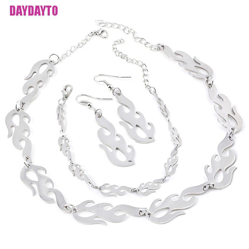 Vòng Cổ Choker Kim Loại Hình Ngọn Lửa Phong Cách Punk Hip Hop