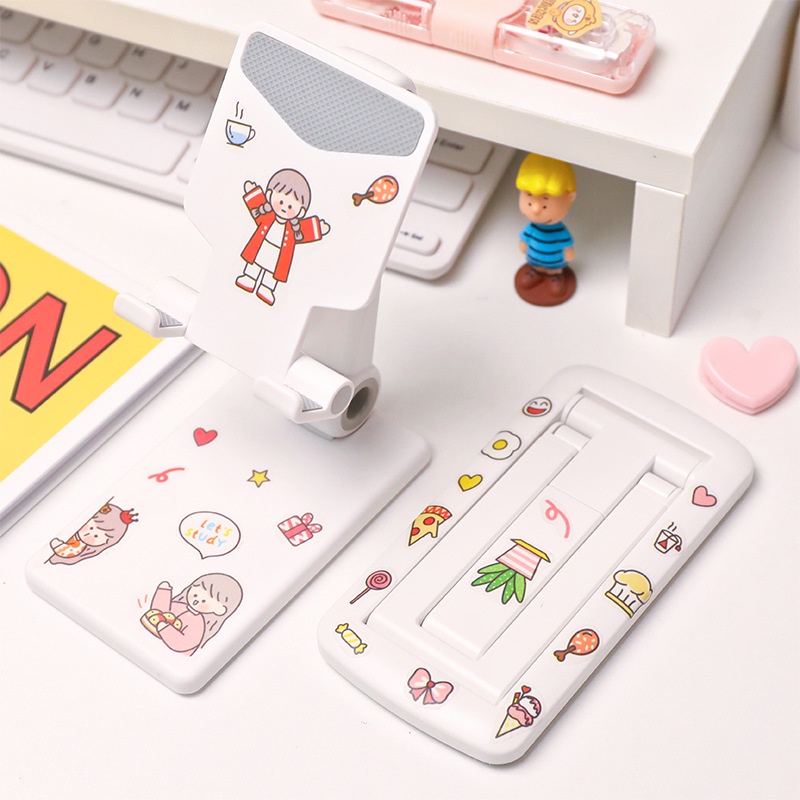 Kệ Giá Nâng Điện Thoại Máy Tính Bản Ipad Có Thể Xếp Gọn Tiện Lợi CUTE - Tặng Kèm Sticker