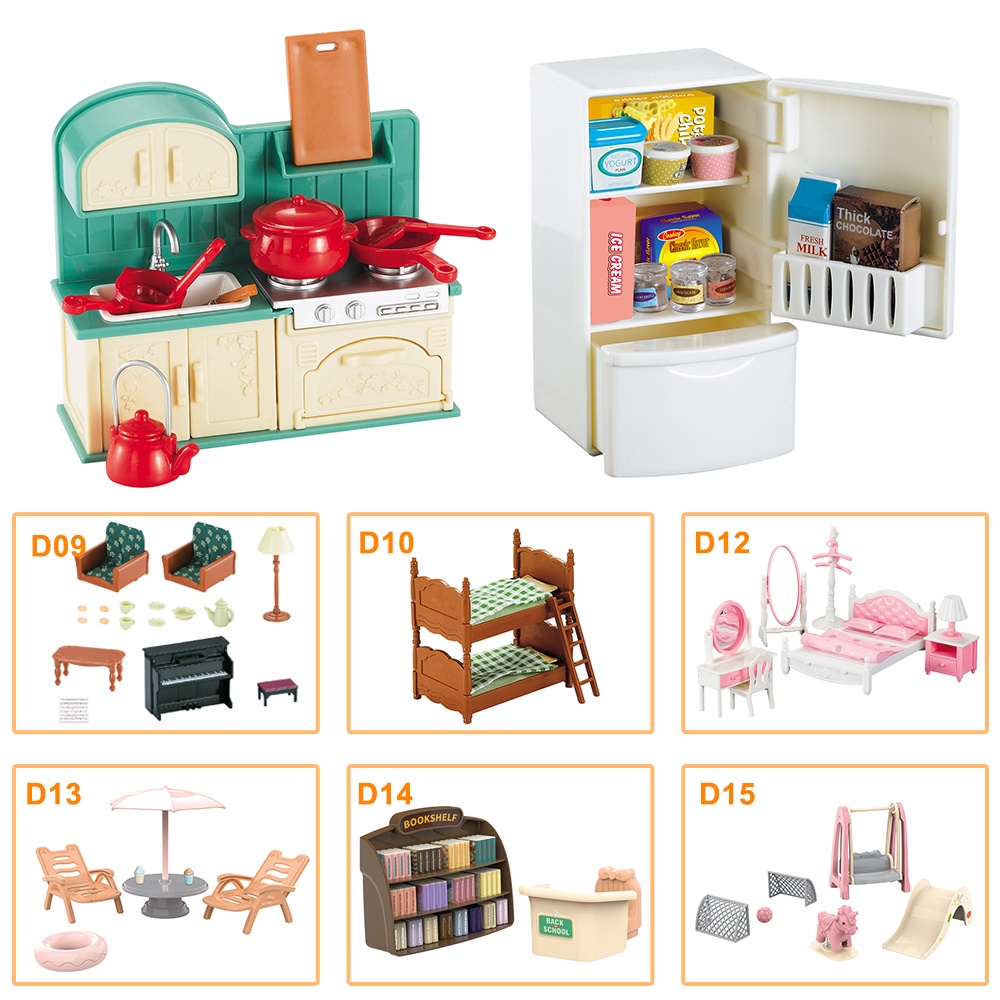 Bộ Đồ Chơi Ngôi Nhà Búp Bê Gia Đình Thỏ Rừng Mới