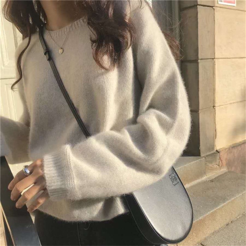 Áo Sweater Cổ Tròn Dáng Rộng Thiết Kế Mới Thời Trang Mùa Thu Đông Dành Cho Nữ