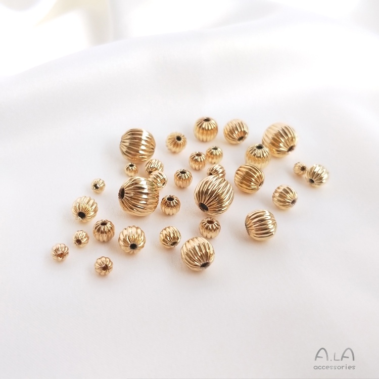 █diy゜14k●10miếng 14K gói vàng đèn lồng hạt dưa hấu hạt bí ngô hạt tự làm tay tán hạt chuỗi đồ trang sức chuỗi hạt phụ kiện