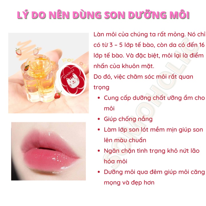 Son dưỡng kiêm mặt nạ môi nội địa Trung Lá vàng và Hương Đào mềm môi hồng môi SM19