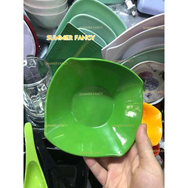 Tô Vuông 13.5 x 4.3 cm nhựa melamine phíp nâu parchment  - bowl F-TV16