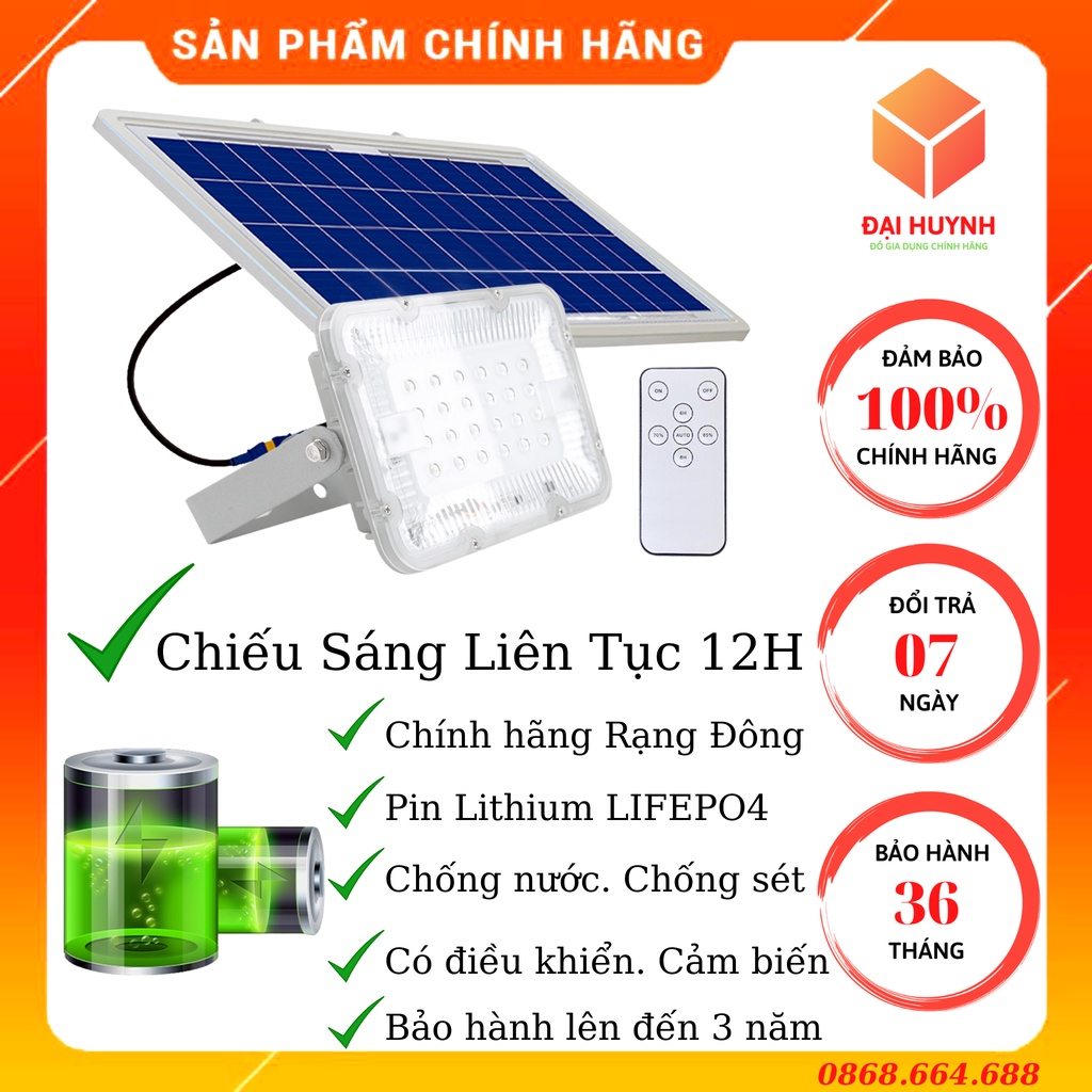 Đèn Led Năng Lượng Mặt Trời 40W Có Điều Khiển, Cảm Biến Ánh Sáng, Chống Sét CP01.SL 40W Rạng Đông