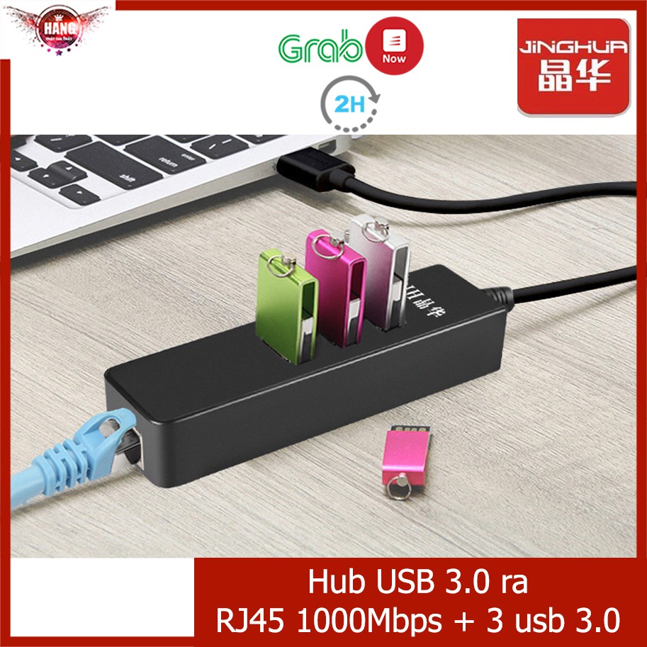 Hub usb 3.0 ra Ethernet RJ45 (1000Mbps) và 3 cổng usb - Jinghua Z314