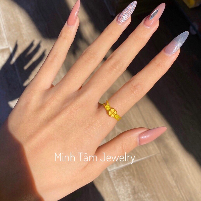 Charm cỏ bốn lá 24k,Cỏ 4 lá 24 karat mini-Minh Tâm Jewelry