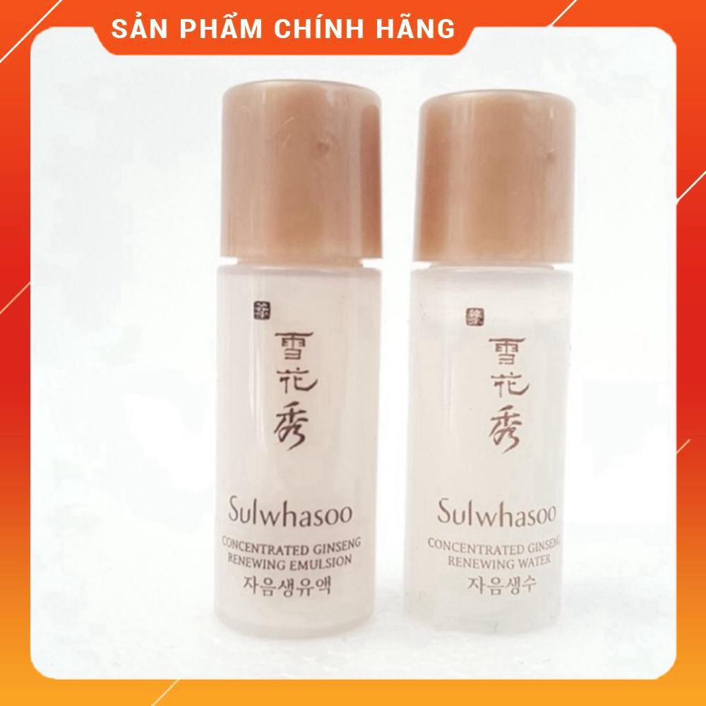 Cặp nước hoa hồng và sữa dưỡng nhân sâm chống lão hóa Sulwhasoo Concentrated Ginseng Renewing Water 5ml.