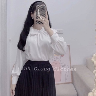 Áo sơ mi lụa nơ