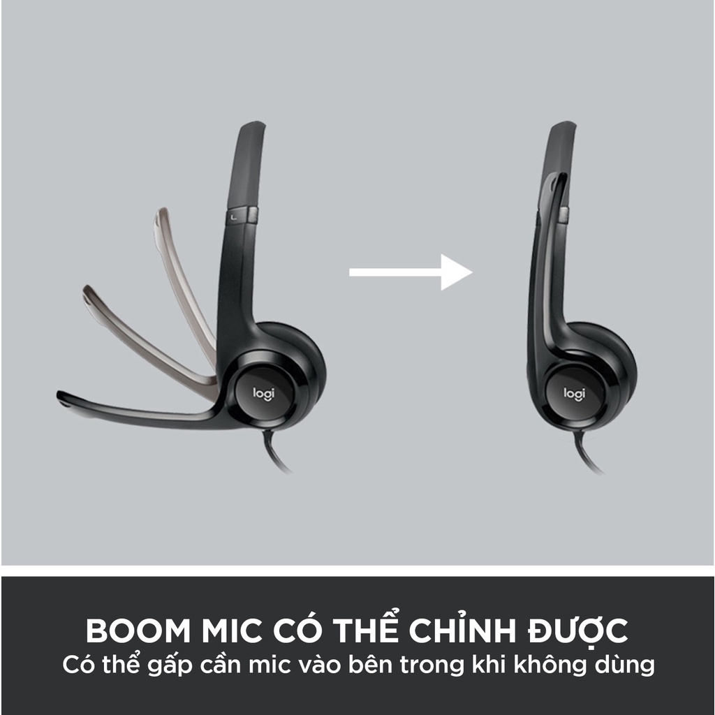 Tai nghe chụp tai LOGITECH H390 giắc cắm USB. Đệm tai êm ái, chống ồn, tích hợp micro chính hãng tại vanphongstar