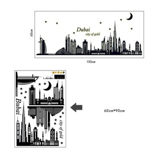 decal dán tường thành phố dubai dạ quang