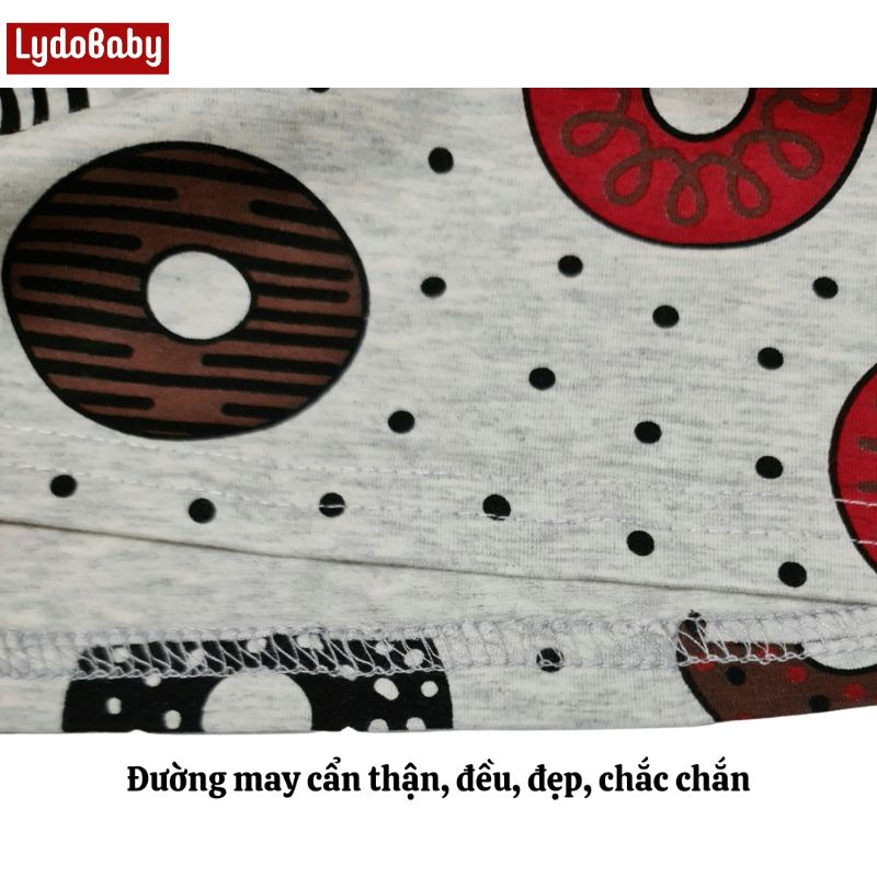 Quần áo trẻ em Lydobaby chất đẹp cho bé trai bé gái 3 tuổi , 5 , 6 , 7 , 8 tuổi cộc tay 100% cotton họa tiết bánh và táo
