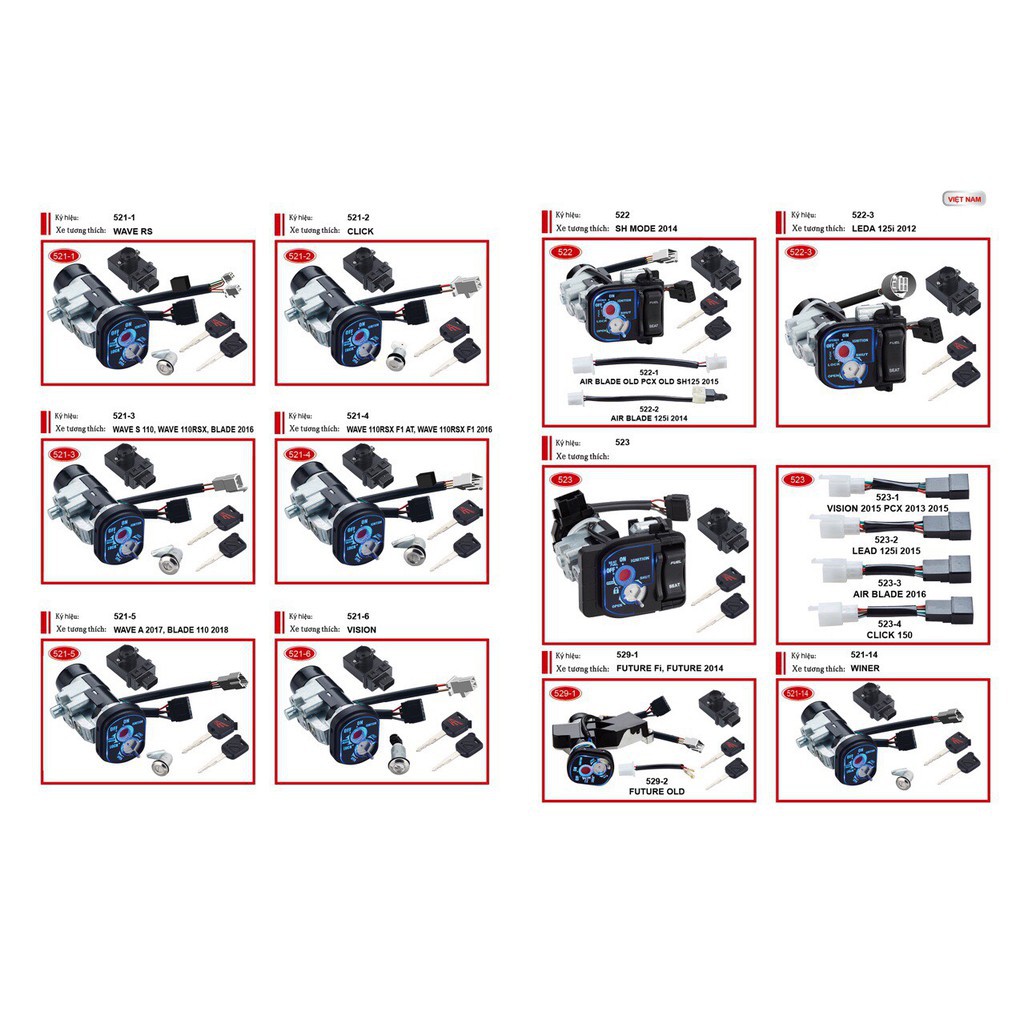 Ổ khóa chống trộm xe máy LEAD đủ dòng 2 cạnh mặt đèn led, chống trộm siêu cấp, chống dắt, tìm xe