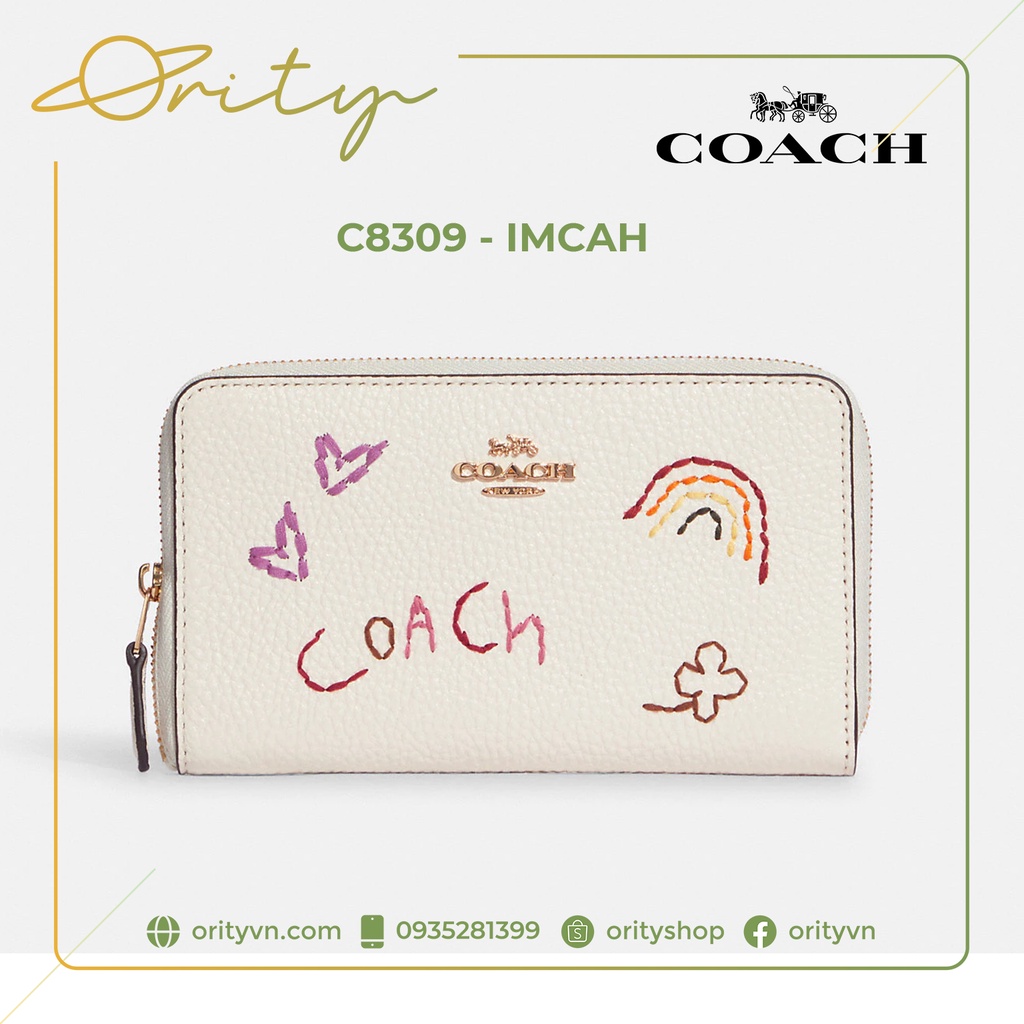 Túi xách / Bóp / Ví hàng hiệu COACH - Medium Id Zip Wallet With Diary Embroidery C8309