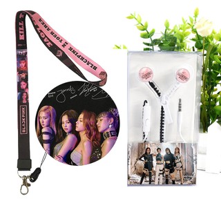 Tai nghe Blackpink gương dây đeo thẻ Blackpink tặng vòng tay