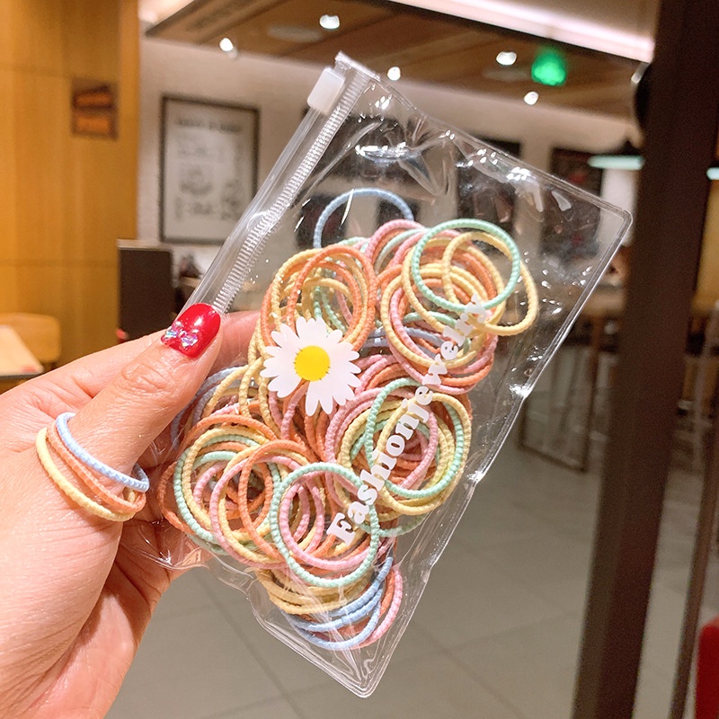Bộ 100 dây buộc tóc co giãn kiểu dáng xinh xắn dành cho bé gái