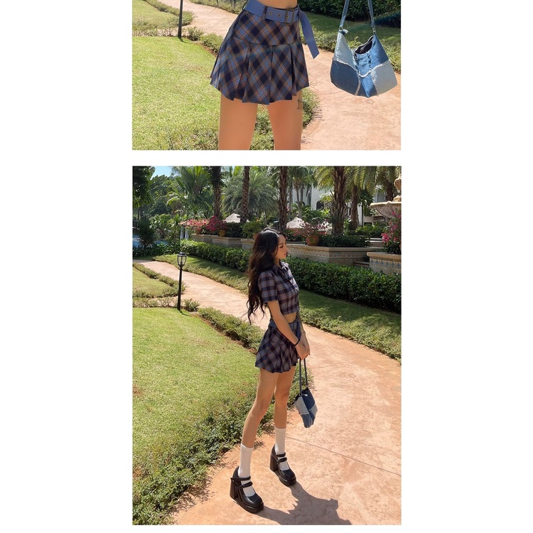 Set Áo Sơ Mi Ngắn + Chân Váy Xếp Ly Dáng Ôm Thời Trang Mùa Hè Hàng Mới Cho Nữ