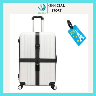 Dây đai cố định vali. Chống bị bung đồ. Dây đôi hình chữ thập 2m. Áp dụng Vali từ 18 đến 32 inch. (Tặng thẻ đeo hành lý)