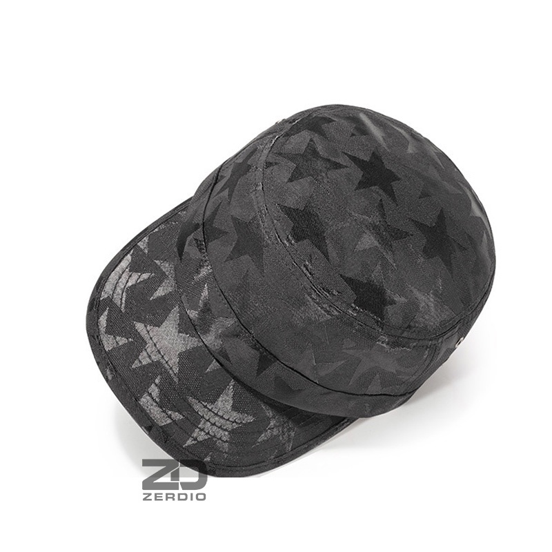 Nón kết, Mũ lưỡi trai chóp vuông màu đen họa tiết ngôi sao cho Nam và Nữ