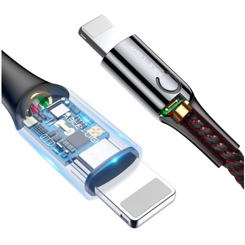 Cây sạc nhanh iP tự ngắt, Cáp sạc iP tự ngắt thông minh Baseus C-shaped Light cho iP/tablet táo max 2.4A - đèn led báo