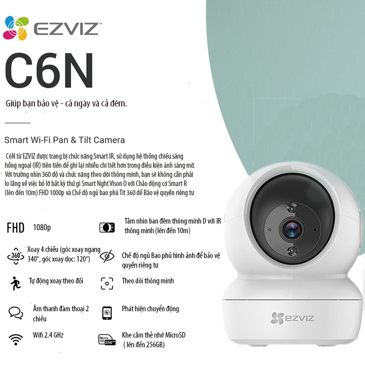 Camera Wifi dòng P/T EZVIZ_C6N 2M và 4M  [HÀNG CHÍNH HÃNG] | BigBuy360 - bigbuy360.vn