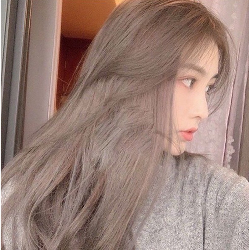 Combo nhuộm tóc nâu trà sữa lạnh kèm oxi + găng tay nên từ nền tóc nâu nevel 7-8