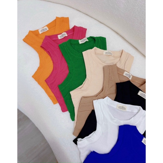 Áo Thun Croptop Sát Nách Nhíp Bo vòng 1 Viền chuẩn from HUYNE Denim