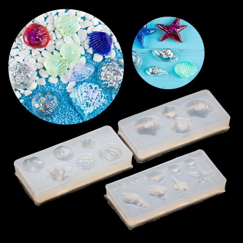 Bộ 3 Khuôn Silicone Tạo Hình Ốc Xà Cừ Vỏ Sò - Sao Biển Siêu Mini Dành Riêng Cho Keycap Resin