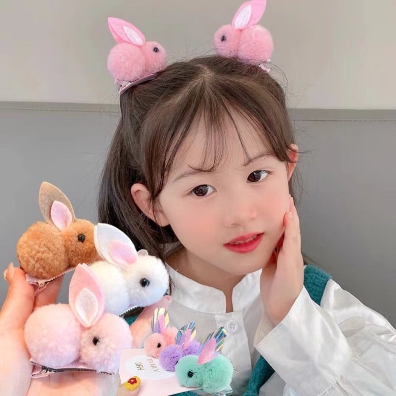 Vĩ 9 kẹp tóc mái Hàn quốc thỏ cho bé
