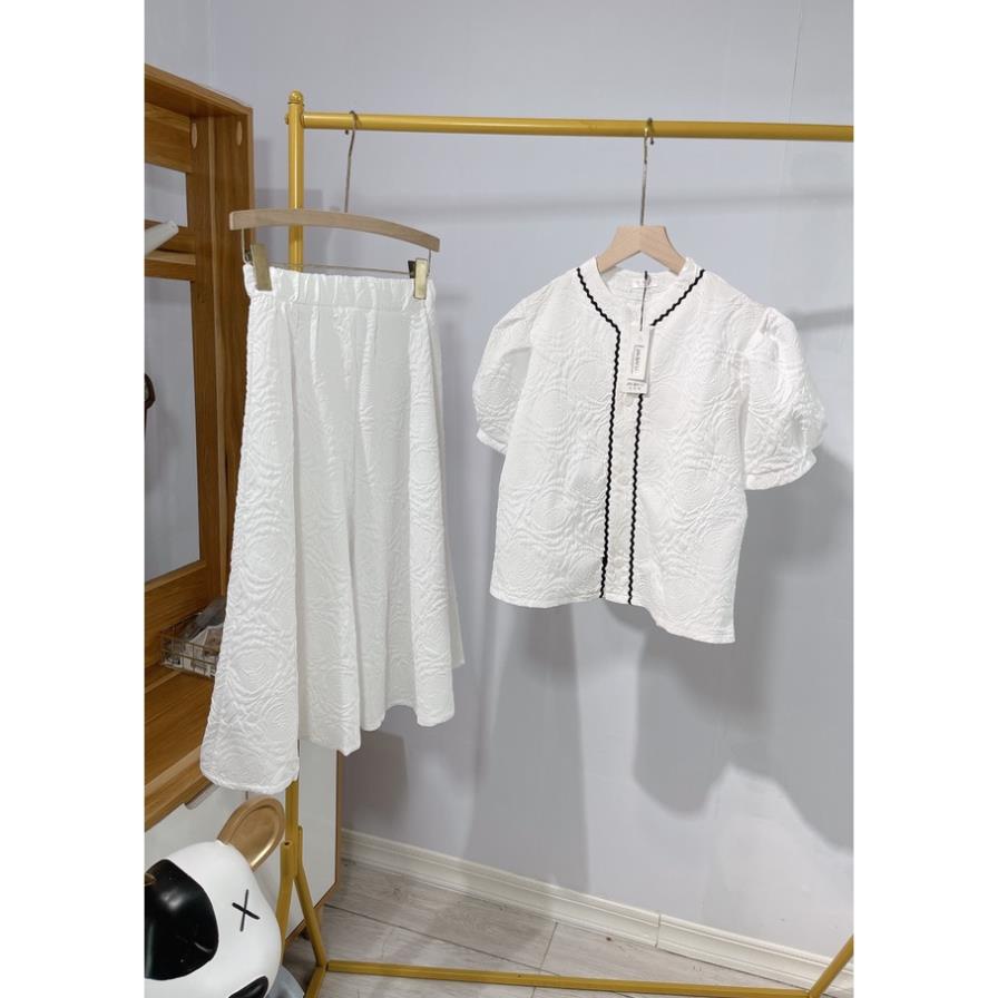 [ 𝐅𝐑𝐄𝐄 𝐒𝐇𝐈𝐏 ] SÉT ÁO VÂN HOA NỔI VIỀN MÍ CHÂN VÁY DÀI SIÊU HÓT