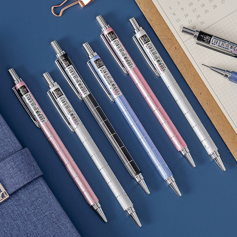 Bút chì bấm kim loại 0.5mm/0.7mm trọng tâm thấp có thể viết liên tục êm tay