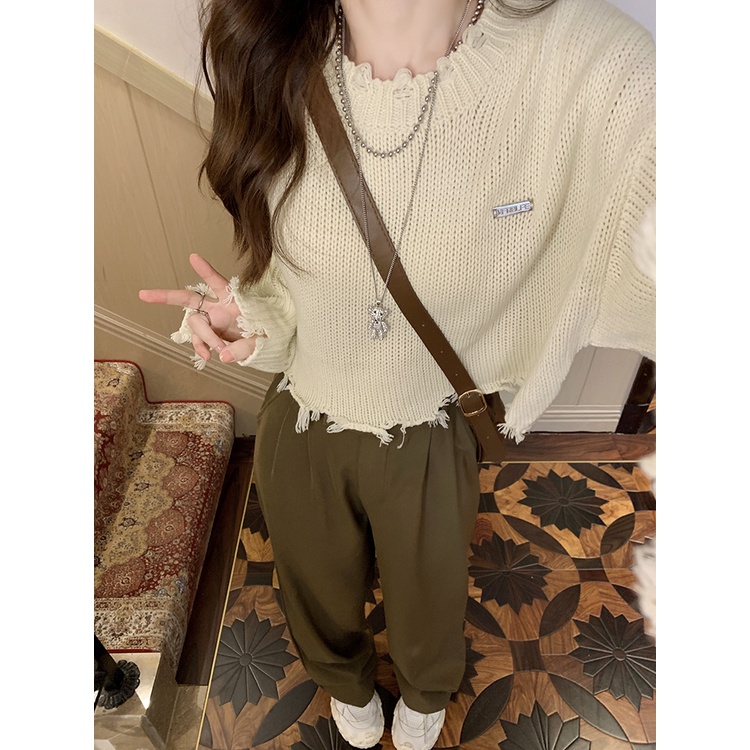 Áo Sweater Dệt Kim Tay Dài Cổ Tròn Phong Cách Thời Trang Hàn Quốc Cho Nữ