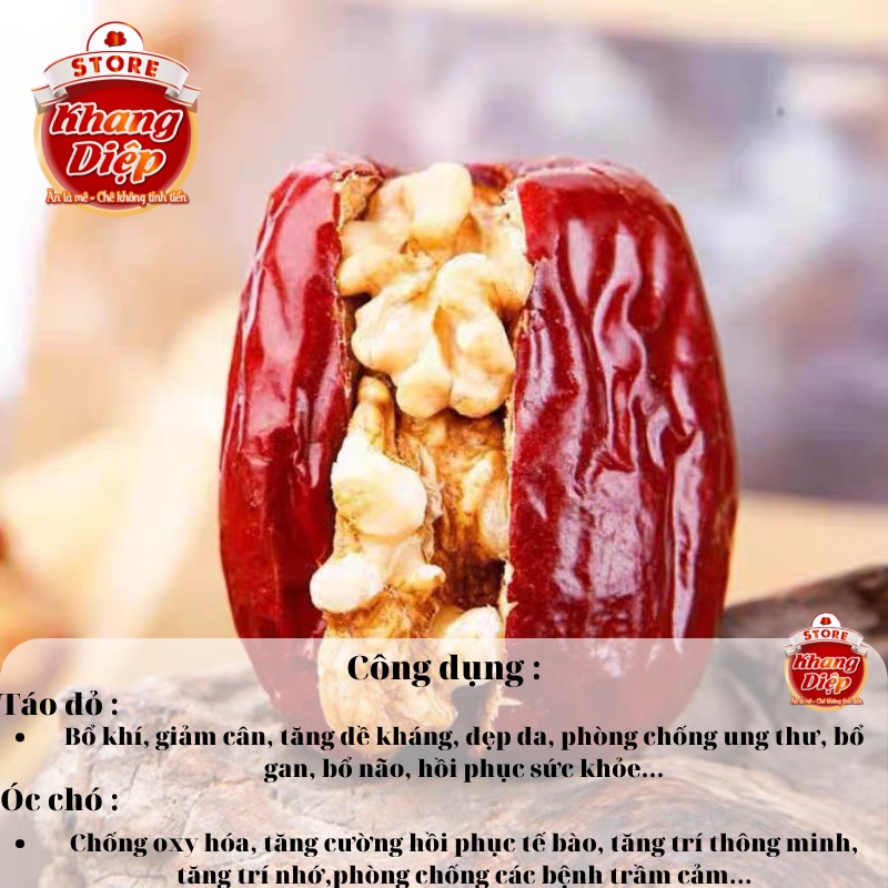 Táo đỏ kẹp óc chó và nho khô túi 500g