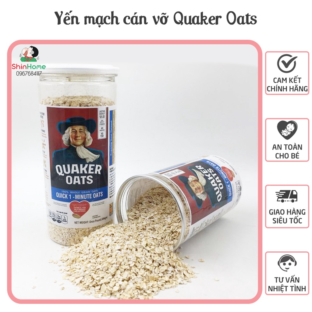 Yến mạch ăn dặm - Yến mạch cán vỡ Quaker Oats 454g